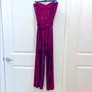 Elegant Red Sequin Jumpsuit